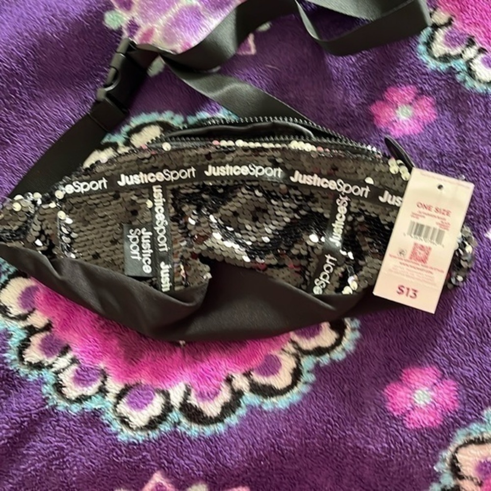 Justice Sport Girl’s Black Waist Pack One Size NWT